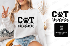 Cat Mama SVG - Trendy Paw Print Pet Lover Shirt Design Product Image 3