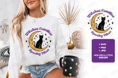 Witches Familiar SVG - Spooky Vibes Black Cat Moon Cut File Product Image 1
