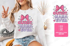 Cutest Mama Ever SVG - Colorful Retro Coquette Bow Design Product Image 3
