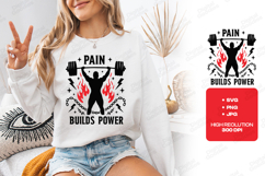 Pain Builds Power Weightlifting Fitness SVG Design Product Image 3