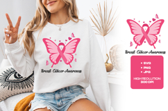 Breast Cancer Awareness SVG - Pink Butterfly Ribbon Design Product Image 1
