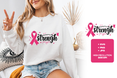 Strength SVG - Breast Cancer Awareness Pink Ribbon Butterfly Product Image 2