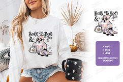 Born To Boo &amp; Buy SVG - Retro Shopping Ghost Halloween PNG Product Image 1