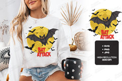 Bat Attack SVG - Halloween Flying Bats Moon Cut File Product Image 2