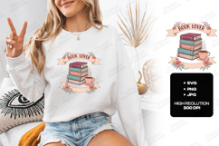 Book Lover Vintage Floral Book Stack Coffee Reading Design Product Image 2