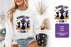 Scarry Cat Club SVG - Halloween Witch Cats Pumpkin Cut File Product Image 2