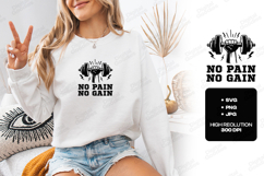 No Pain No Gain Gym Motivational Workout SVG Product Image 3