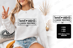 Sweet Sisters Laugh Together SVG - Cute Sister Group Design Product Image 1