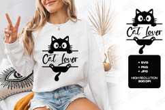 Cute Cat Lover SVG - Black Cat Peeking Vector Cut File Product Image 3