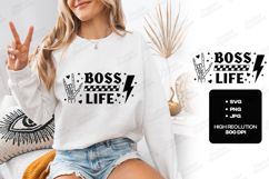 Boss Life SVG - Edgy Rock Style Skeleton Hand Shirt Design Product Image 1