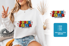 Super Sister SVG - Colorful Retro Best Sister Ever Design Product Image 2