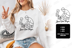 Love You Papa SVG Father Tying Son's Shoes Line Art PNG JPG Product Image 2