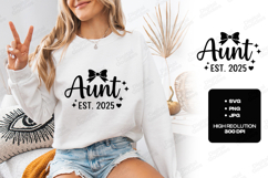Aunt Est 2025 SVG New Auntie Bow Sublimation Design PNG Product Image 1