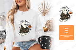 Coffee Lover Ghost SVG - Camo Blanket Halloween PNG Cut Product Image 1