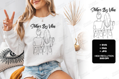 Sisters By Vibe SVG Best Friends PNG Gift Line Art Bff Product Image 1