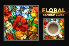Floral Stained Glass Square Coaster Product Image 1