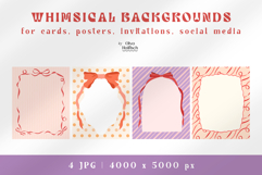 Whimsical Backgrounds. Ribbon Bow Retro Card Templates Product Image 2