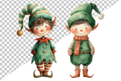 Watercolor Christmas ELF Clipart Product Image 2
