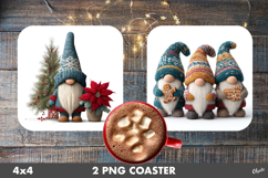 Knitting Gnome Coaster PNG. Christmas Gnome Coaster Product Image 1