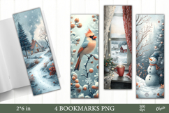 Watercolor Christmas Bookmark PNG, Cozy Winter Bookmark Product Image 1