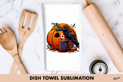 Halloween Dish Towel Sublimation. Halloween Crow PNG Product Image 1