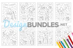 Magician Girls Coloring Pages - 8 jpg / pdf items Product Image 2