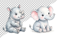 Watercolor Animal Baby Clipart | Watercolor Animal PNG Product Image 2