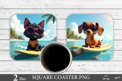 Summer Coaster Sublimation. Cute Dog PNG Product Image 1