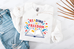 Reading Is Freedom Book Lover Open Book Shirt Design Product Image 2