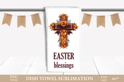 Easter Dish Towel Sublimation, Cross, Religious PNG Product Image 1