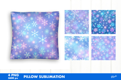 Iridescent Christmas Pillow PNG. Snowflakes Sublimation Product Image 1