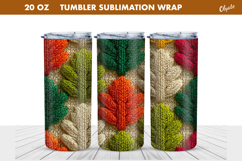 Cozy Fall Crochet Tumbler Wrap. Knitting Leaves Tumbler Product Image 1
