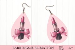Lipstick Coquette PNG. Teardrop Earring Sublimation Product Image 1