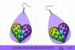 Mardi Gras Earring PNG.Carnival Heart Teardrop Earring PNG Product Image 1