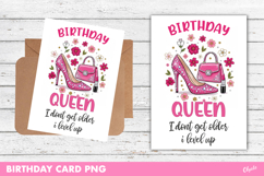Birthday Girl Greeting Card. Birthday Qween Card PNG Product Image 1