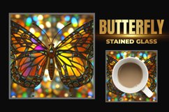 Butterfly Stained Glass Square Coaster Product Image 1