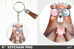 Valentine Keychain PNG, Love Bear Sublimation PNG Product Image 1