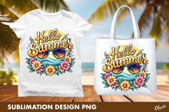 Hello Summer Sublimation, Tropical Beach Tshirt Design Product Image 1