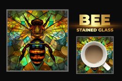 Bee Stained Glass Square Coaster Product Image 1