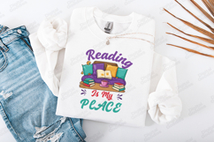 Reading Is My Place Cozy Book Lover Reading Shirt Design Product Image 2