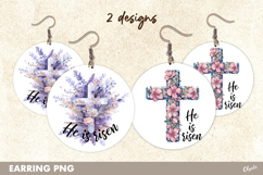 Watercolor Easter Earrings Sublimation, He is Risen PNG Product Image 1
