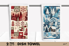 Patchwork XMAS Dish Towel PNG. Christmas Dish Towel Product Image 1