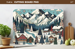 Winter Cutting Board PNG. Rustic Christmas Patchwork PNG Product Image 1