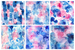 Blue and Pink Watercolor Seamless Pattern and Digital Paper Product Image 2