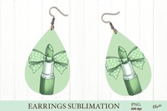 Lipstick Coquette PNG. Teardrop Earring Sublimation Product Image 1