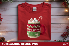 Crochet Hot Cocoa, Christmas Tshirt Sublimation Design Product Image 1