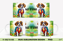 Cute Dog, Back to School Mug Sublimation, 11 OZ, 15 OZ Product Image 1