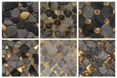 Stone and Gold Seamless Pattern and Digital Paper Design Product Image 2