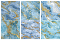 Sky Blue and Gold Glitter Marble Seamless Pattern Product Image 2