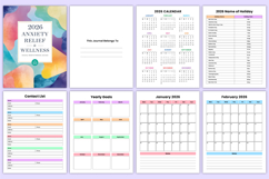 2026 Anxiety Relief &amp; Wellness Journal Canva Templates Product Image 2